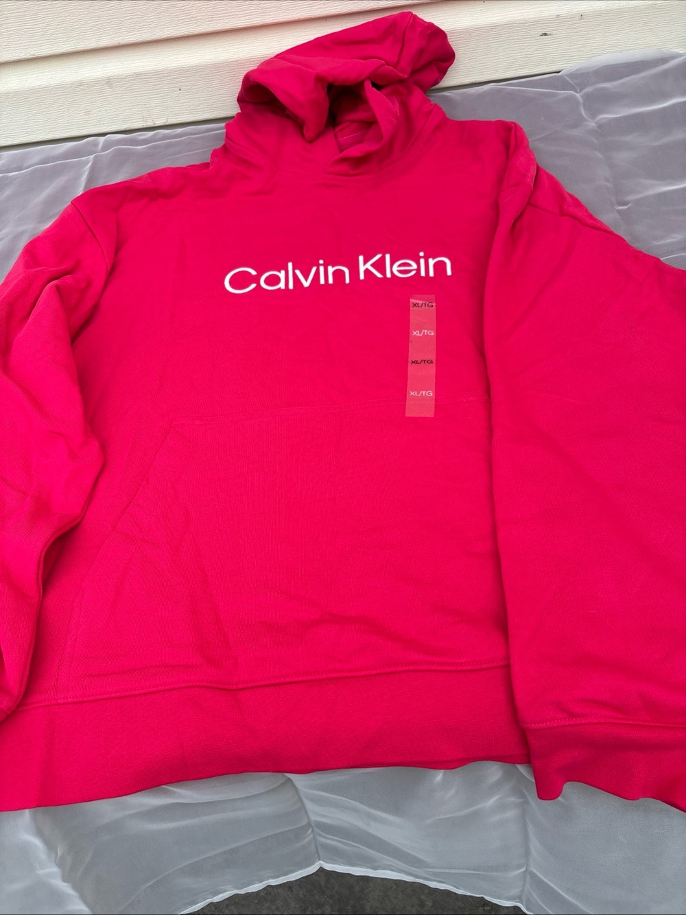 Calvin Klein Bright Pink Logo Crewneck Hoodie
